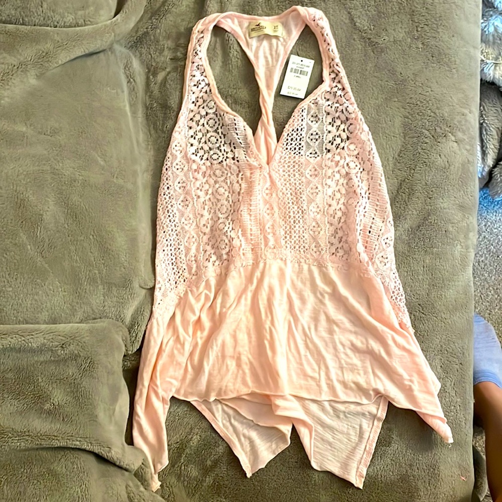 Hollister Flowy Tank with Lace and Twisted back